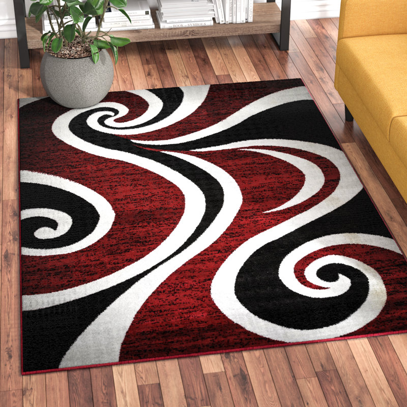 Ebern Designs Collingwood Red/Black/White Area Rug & Reviews Wayfair